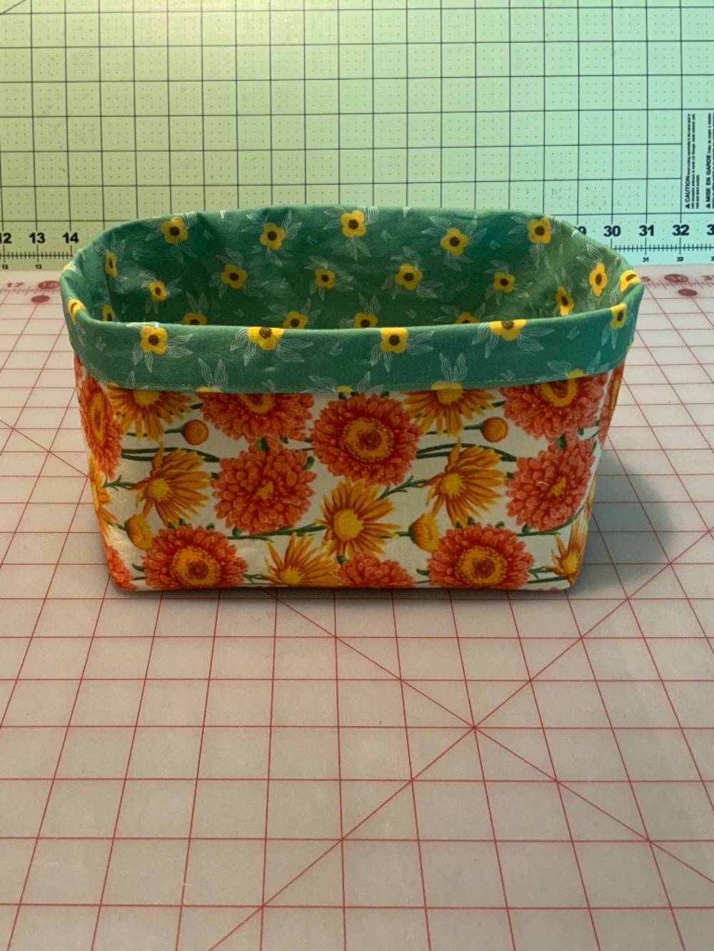 Collapsable double layered cloth storage box; inner dimensions: 6” x 7.5”